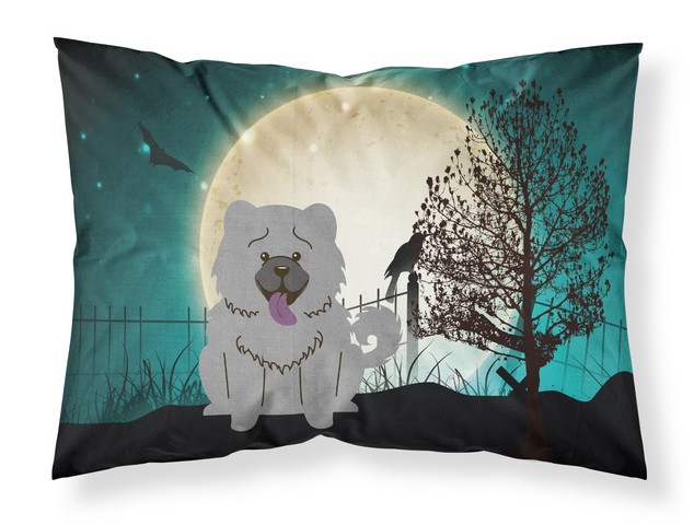 Halloween Scary Chow Chow Blue Fabric Standard Pillowcase