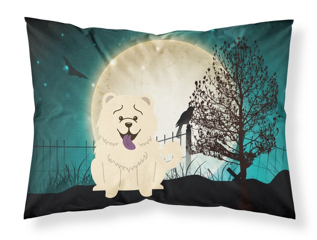 Halloween Scary Chow Chow White Fabric Standard Pillowcase