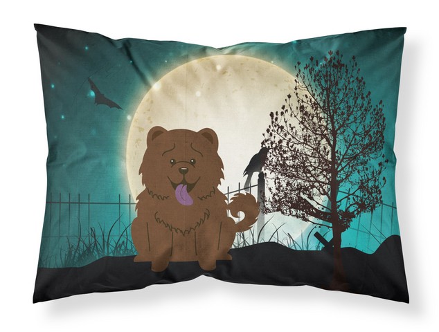 BB2331PILLOWCASE Halloween Scary Chow Chow Chocolate Fabric Standard Pillowcase, 20.5 x 0.25 x 30 in.
