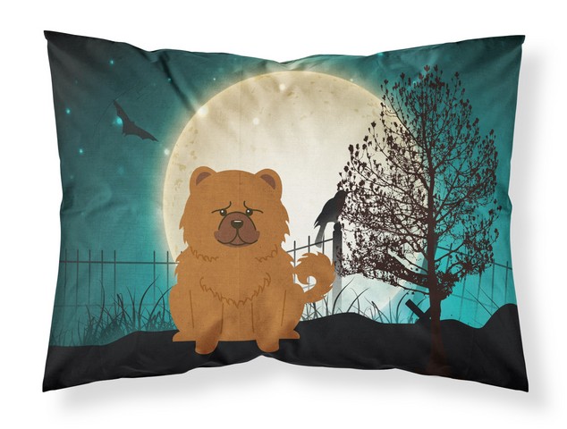 BB2332PILLOWCASE Halloween Scary Chow Chow Red Fabric Standard Pillowcase, 20.5 x 0.25 x 30 in.
