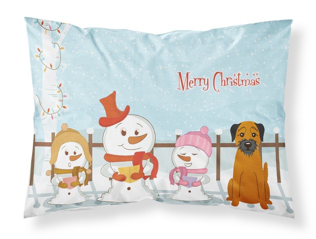 BB2370PILLOWCASE Merry Christmas Carolers Border Terrier Fabric Standard Pillowcase, 20.5 x 0.25 x 30 in.