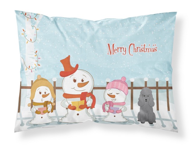 BB2399PILLOWCASE Merry Christmas Carolers Poodle Silver Fabric Standard Pillowcase, 20.5 x 0.25 x 30 in.