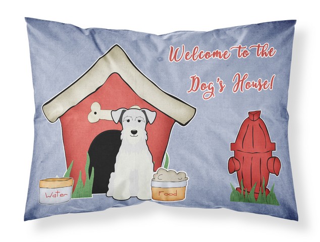 BB2807PILLOWCASE Dog House Collection Miniature Schanuzer White Fabric Standard Pillowcase, 20.5 x 0.25 x 30 in.