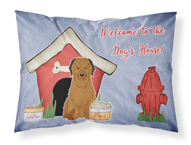 BB2836PILLOWCASE Dog House Collection Briard Brown Fabric Standard Pillowcase, 20.5 x 0.25 x 30 in.