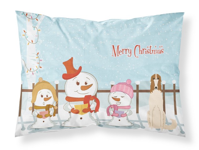Merry Christmas Carolers Borzoi Fabric Standard Pillowcase
