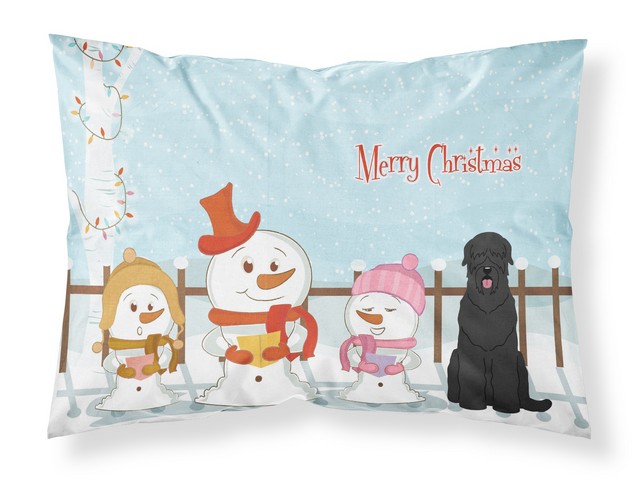BB2357PILLOWCASE Merry Christmas Carolers Black Russian Terrier Fabric Standard Pillowcase, 20.5 x 0.25 x 30 in.