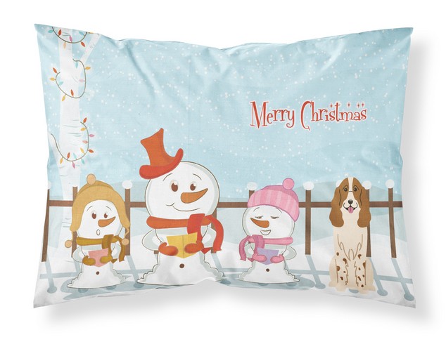 BB2362PILLOWCASE Merry Christmas Carolers Russian Spaniel Fabric Standard Pillowcase, 20.5 x 0.25 x 30 in.