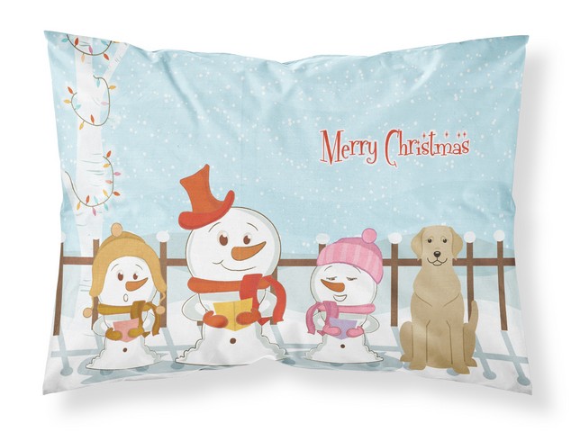 BB2386PILLOWCASE Merry Christmas Carolers Yellow Labrador Fabric Standard Pillowcase, 20.5 x 0.25 x 30 in.