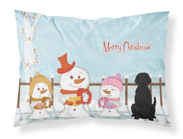 BB2388PILLOWCASE Merry Christmas Carolers Black Labrador Fabric Standard Pillowcase, 20.5 x 0.25 x 30 in.