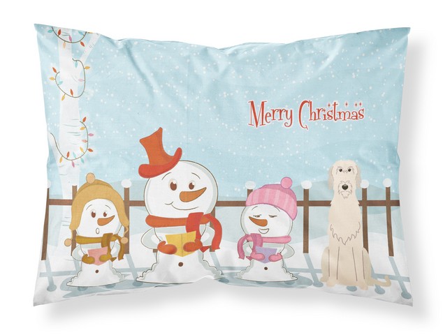BB2396PILLOWCASE Merry Christmas Carolers Irish Wolfhound Fabric Standard Pillowcase, 20.5 x 0.25 x 30 in.