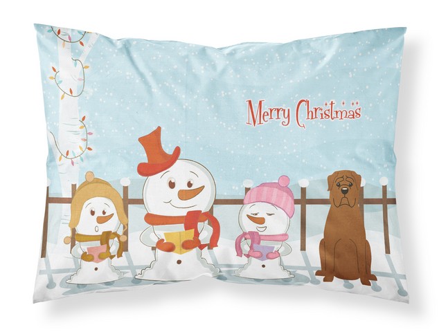 Picture of Carolines Treasures BB2404PILLOWCASE Merry Christmas Carolers Dogue De Bourdeaux Fabric Standard Pillowcase, 20.5 x 0.25 x 30 in.
