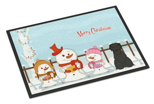 Picture of Carolines Treasures BB2412JMAT Merry Christmas Carolers Briard Black Indoor or Outdoor Mat, 24 x 0.25 x 36 in.