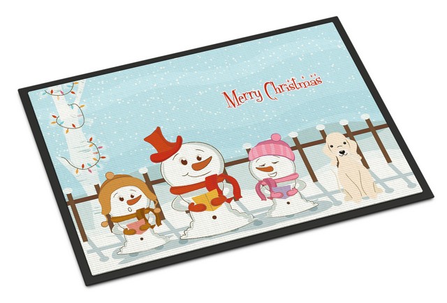 Picture of Carolines Treasures BB2422JMAT Merry Christmas Carolers Bedlington Terrier Sandy Indoor or Outdoor Mat, 24 x 0.25 x 36 in.