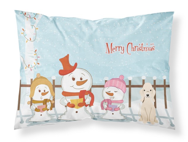 Picture of Carolines Treasures BB2422PILLOWCASE Merry Christmas Carolers Bedlington Terrier Sandy Fabric Standard Pillowcase, 20.5 x 0.25 x 30 in.