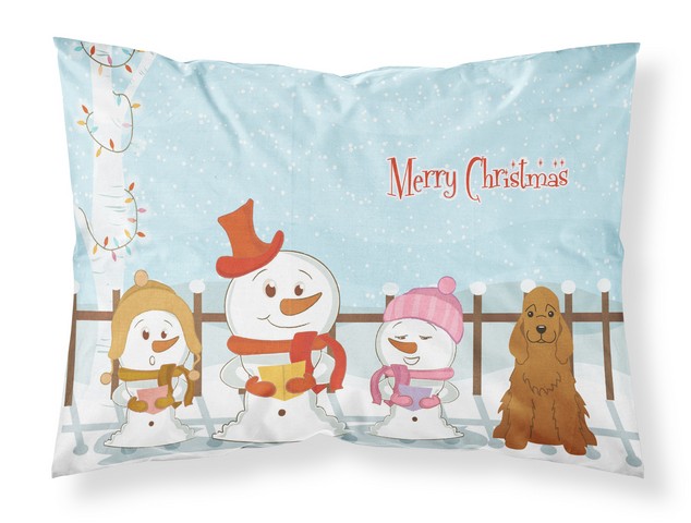 BB2426PILLOWCASE Merry Christmas Carolers Cocker Spaniel Red Fabric Standard Pillowcase, 20.5 x 0.25 x 30 in.