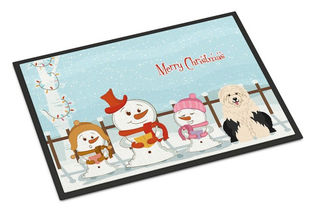 BB2427JMAT Merry Christmas Carolers Old English Sheepdog Indoor or Outdoor Mat, 24 x 0.25 x 36 in.