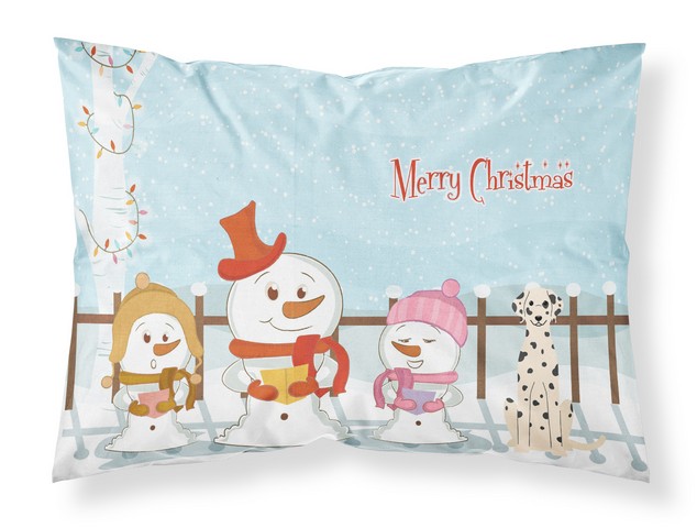 Merry Christmas Carolers Dalmatian Fabric Standard Pillowcase