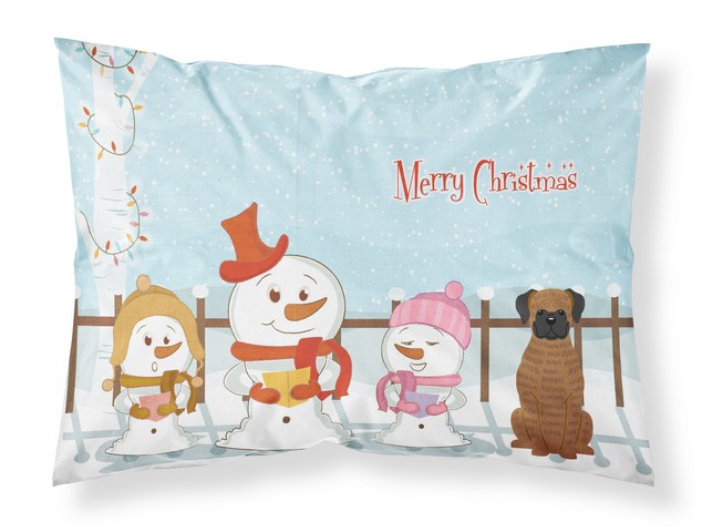 Merry Christmas Carolers Brindle Boxer Fabric Standard Pillowcase