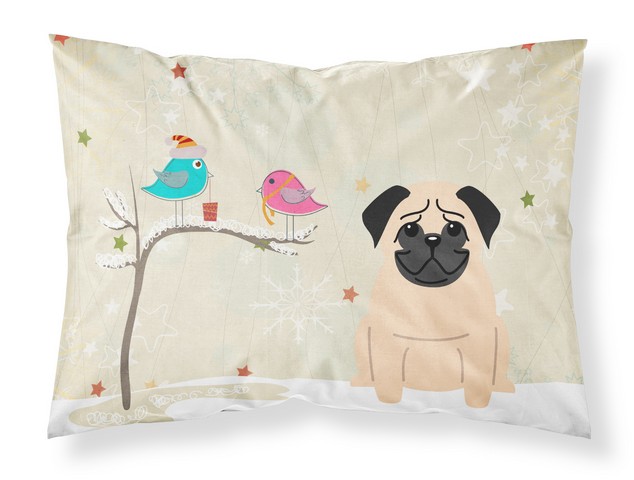 Christmas Presents Between Friends Pug Fawn Fabric Standard Pillowcase