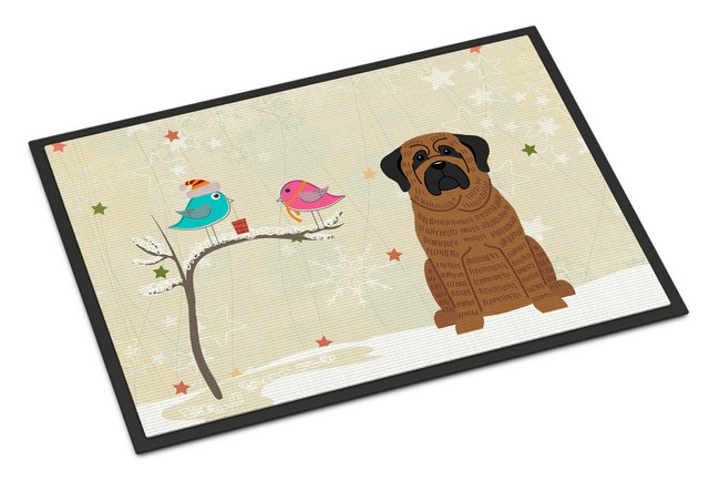Christmas Presents Between Friends Mastiff Brindle Indoor or Outdoor Mat