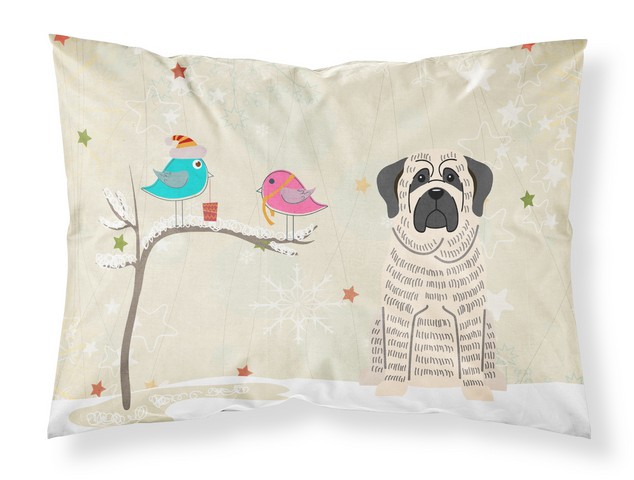 BB2488PILLOWCASE Christmas Presents Between Friends Mastiff Brindle White Fabric Standard Pillowcase, 20.5 x 0.25 x 30 in.