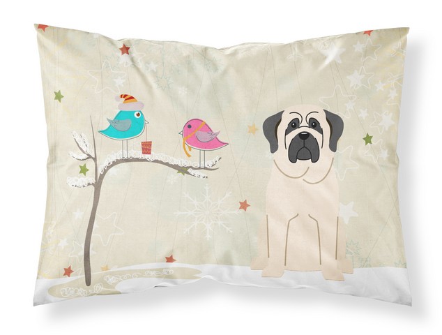 Christmas Presents Between Friends Mastiff White Fabric Standard Pillowcase