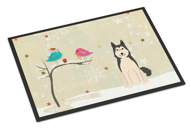 BB2497MAT Christmas Presents Between Friends West Siberian Laika Spitz Indoor or Outdoor Mat, 18 x 0.25 x 27 in.