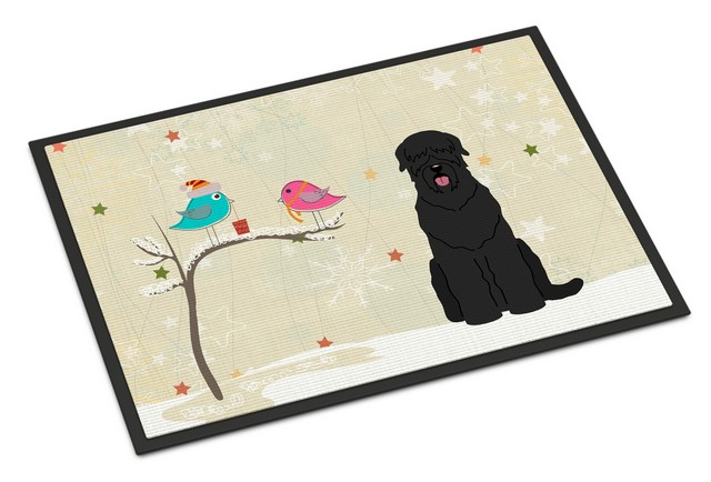 BB2498MAT Christmas Presents Between Friends Black Russian Terrier Indoor or Outdoor Mat, 18 x 0.25 x 27 in.