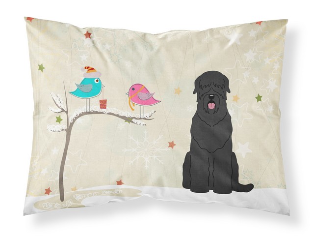BB2498PILLOWCASE Christmas Presents Between Friends Black Russian Terrier Fabric Standard Pillowcase, 20.5 x 0.25 x 30 in.