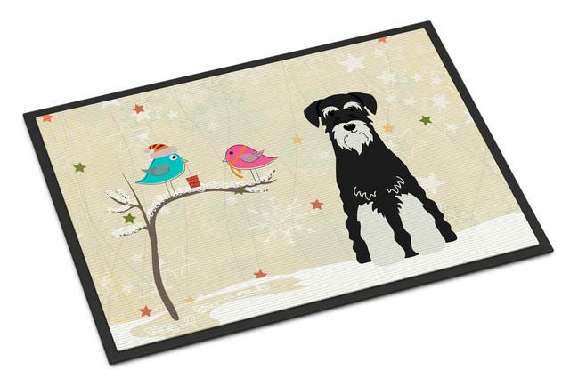 BB2505JMAT Christmas Presents Between Friends Standard Schnauzer Salt & Pepper Indoor or Outdoor Mat, 24 x 0.25 x 36 in.