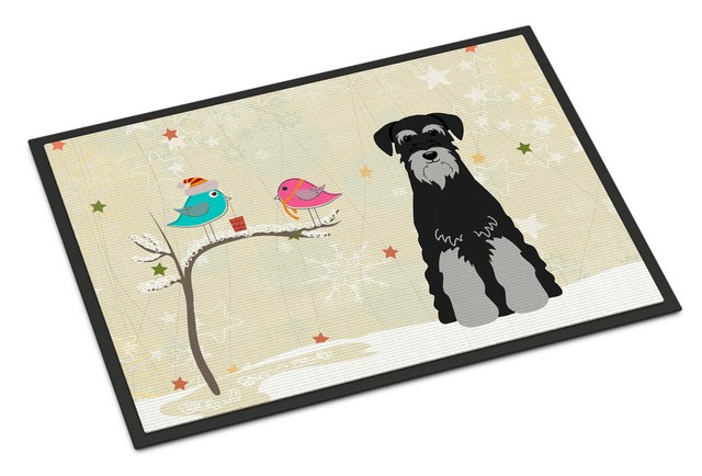 BB2506JMAT Christmas Presents Between Friends Standard Schnauzer Black Grey Indoor or Outdoor Mat, 24 x 0.25 x 36 in.