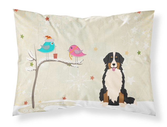 Christmas Presents Between Friends Bernese Mountain Dog Fabric Standard Pillowcase 20.5 x 0.25 x 30 in.