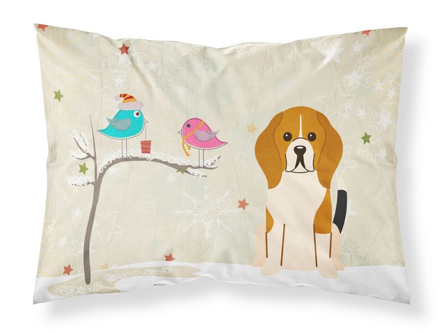 BB2512PILLOWCASE Christmas Presents Between Friends Beagle Tricolor Fabric Standard Pillowcase, 20.5 x 0.25 x 30 in.
