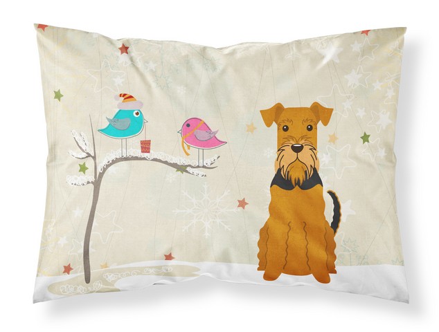 BB2513PILLOWCASE Christmas Presents Between Friends Airedale Fabric Standard Pillowcase, 20.5 x 0.25 x 30 in.