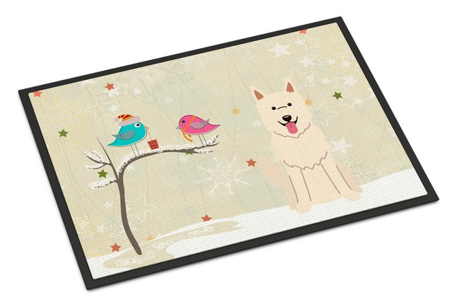 BB2517MAT Christmas Presents Between Friends White German Shepherd Indoor or Outdoor Mat, 18 x 0.25 x 27 in.