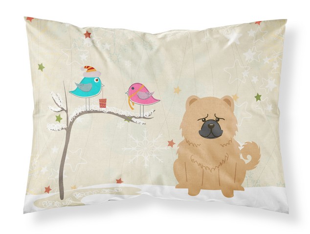 Christmas Presents Between Friends Chow Chow Cream Fabric Standard Pillowcase