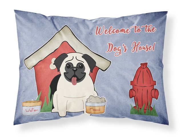 BB2758PILLOWCASE Dog House Collection Pug Cream Fabric Standard Pillowcase, 20.5 x 0.25 x 30 in.
