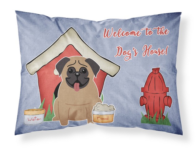 BB2759PILLOWCASE Dog House Collection Pug Brown Fabric Standard Pillowcase, 20.5 x 0.25 x 30 in.
