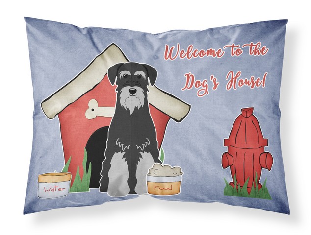 Dog House Collection Standard Schnauzer Black Grey Fabric Standard Pillowcase
