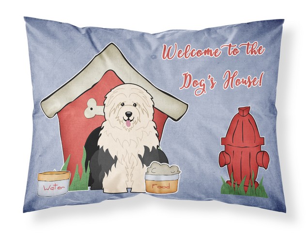 BB2850PILLOWCASE Dog House Collection Old English Sheepdog Fabric Standard Pillowcase, 20.5 x 0.25 x 30 in.