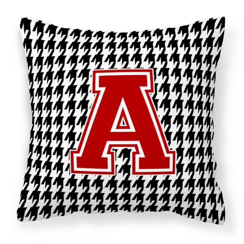 Picture of Carolines Treasures CJ1021-APW1414 Letter A Monogram - Houndstooth Black Fabric Decorative Pillow, 14 x 3 x 14 in.