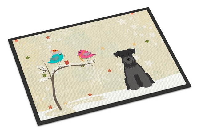 BB2523MAT Christmas Presents Between Friends Miniature Schanuzer Black Indoor or Outdoor Mat, 18 x 0.25 x 27 in.