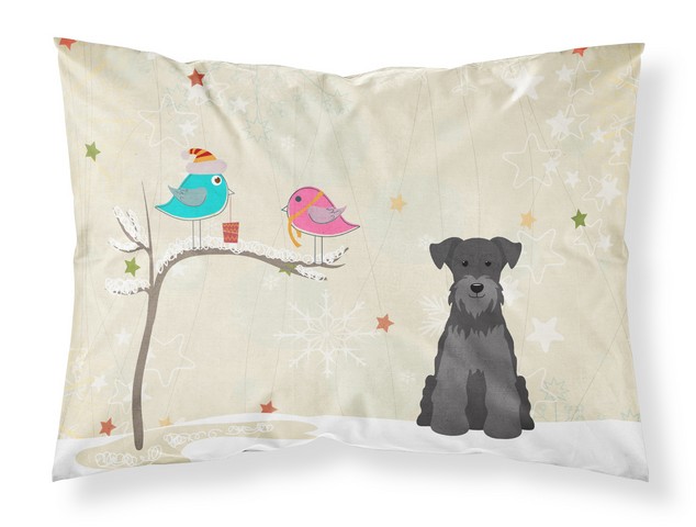 BB2523PILLOWCASE Christmas Presents Between Friends Miniature Schanuzer Black Fabric Standard Pillowcase, 20.5 x 0.25 x 30 in.
