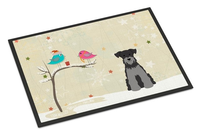 BB2524MAT Christmas Presents Between Friends Miniature Schanuzer Black Silver Indoor or Outdoor Mat, 18 x 0.25 x 27 in.
