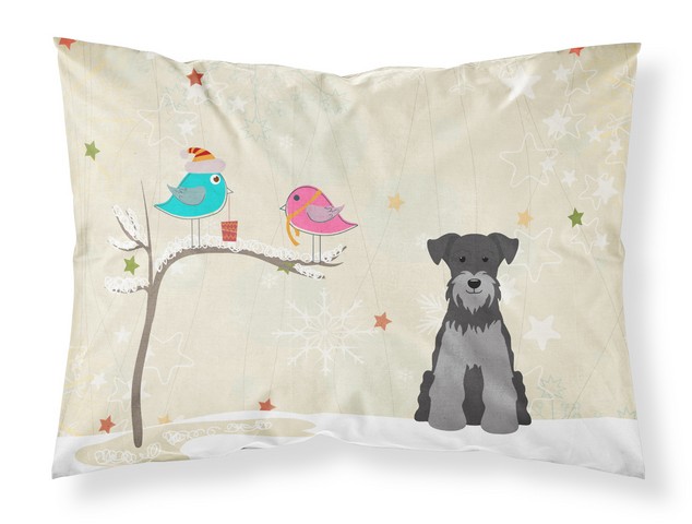 Christmas Presents Between Friends Miniature Schanuzer Black Silver Fabric Standard Pillowcase, 20.5 x 0.25 x 30 in.