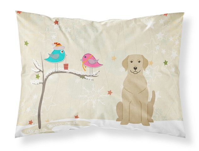 Christmas Presents Between Friends Yellow Labrador Fabric Standard Pillowcase Yellow