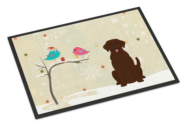 BB2528MAT Christmas Presents Between Friends Chocolate Labrador Indoor or Outdoor Mat, 18 x 0.25 x 27 in.