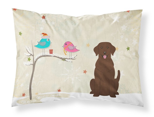 Christmas Presents Between Friends Chocolate Labrador Fabric Standard Pillowcase