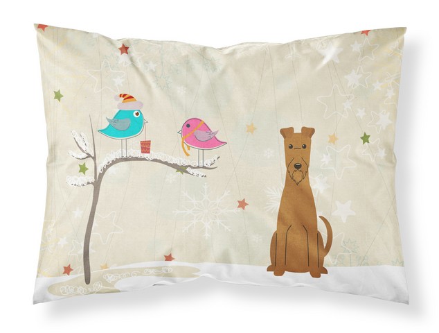 BB2534PILLOWCASE Christmas Presents Between Friends Irish Terrier Fabric Standard Pillowcase, 20.5 x 0.25 x 30 in.