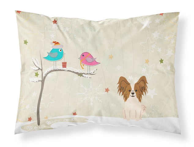 Christmas Presents Between Friends Papillon Red White Fabric Standard Pillowcase